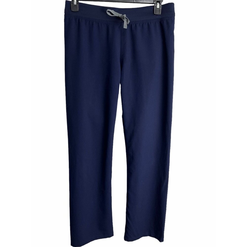 Figs Navy Elastic Waist Drawstring Straight Leg Scrub Pants Medium